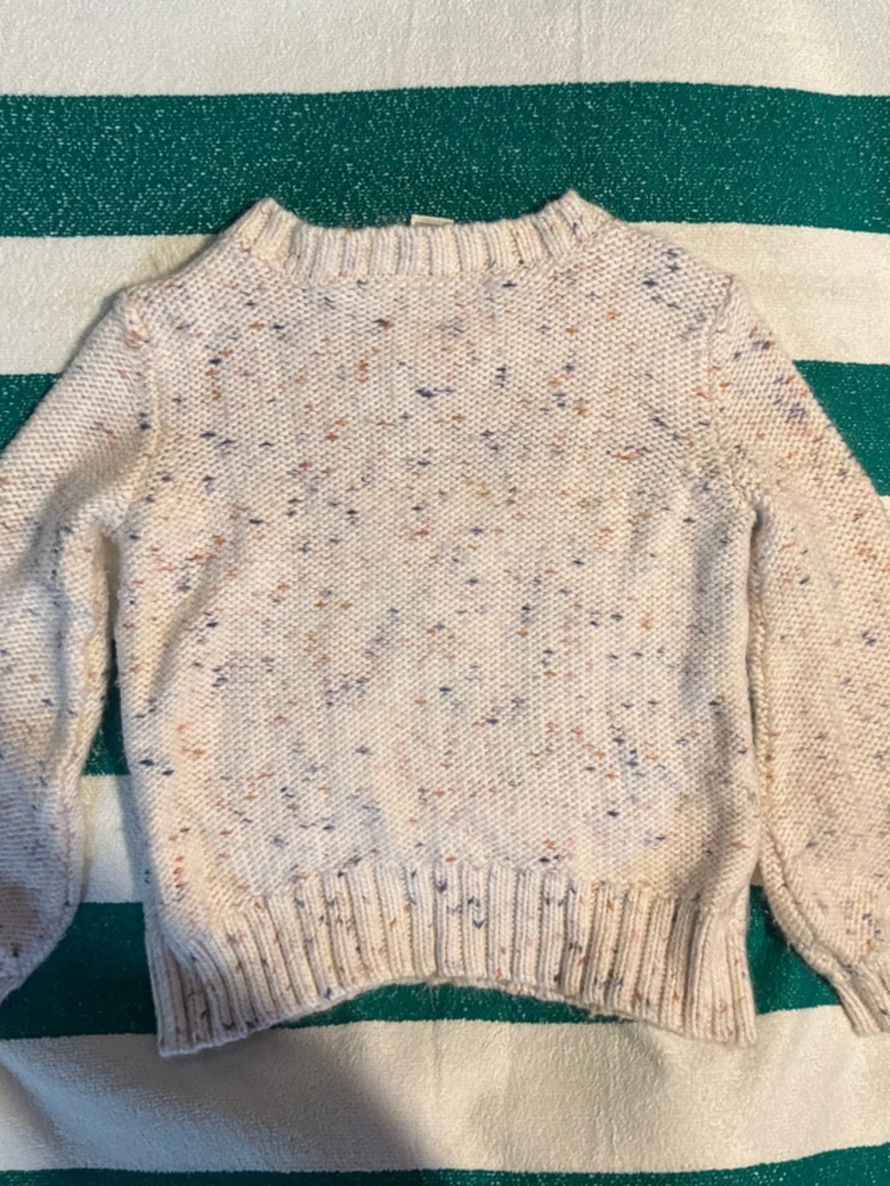 Girl's Cozy Speckled Cream Cable Knit Sweater